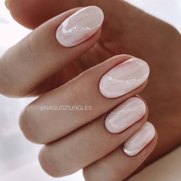Pink Marble Gel Nail Strips with Gold Accents | MoYou London