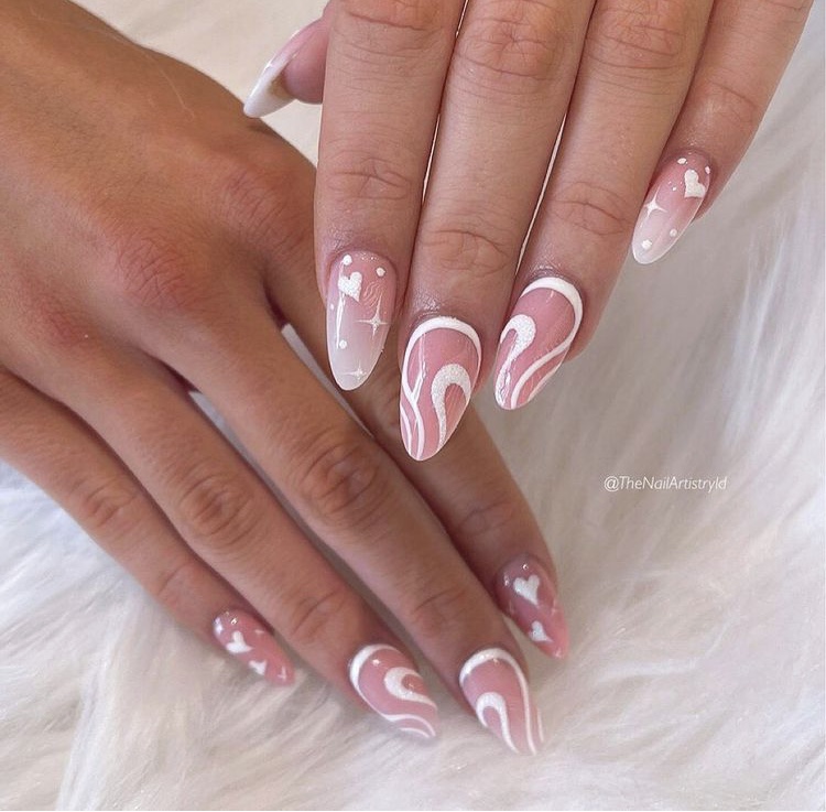 White Swirl Nails ideas