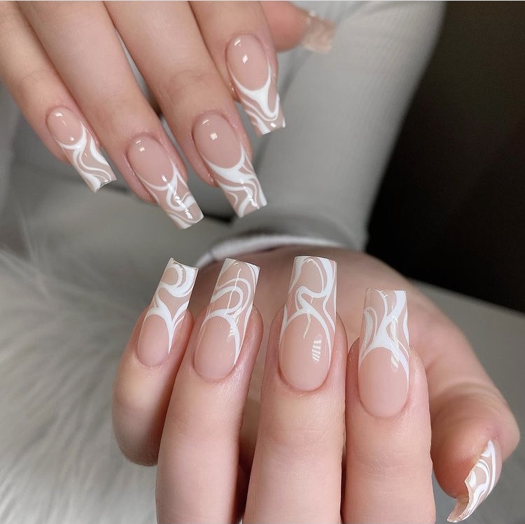 White Swirl Nails ideas