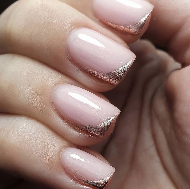 French tips rose gold nails ideas