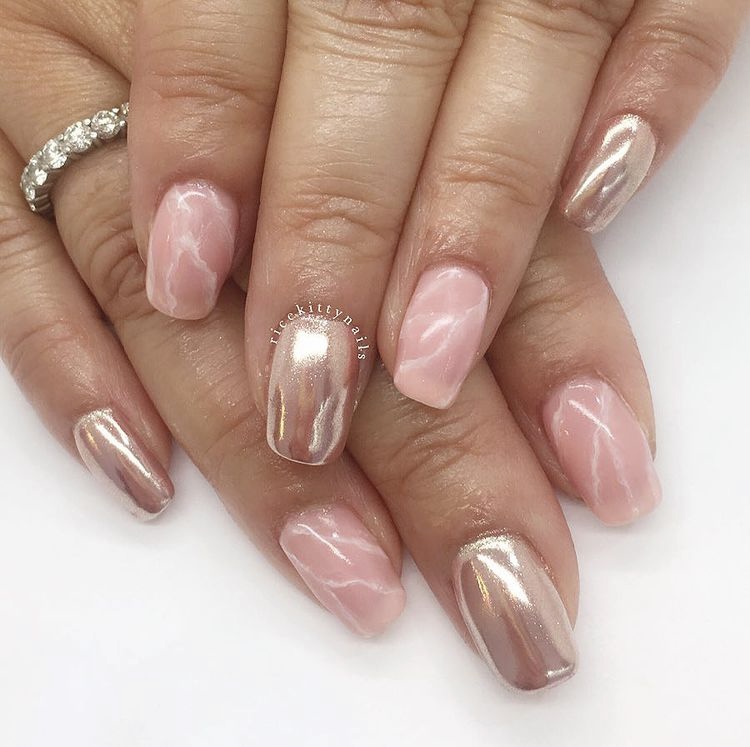 Marble rose gold nails ideas