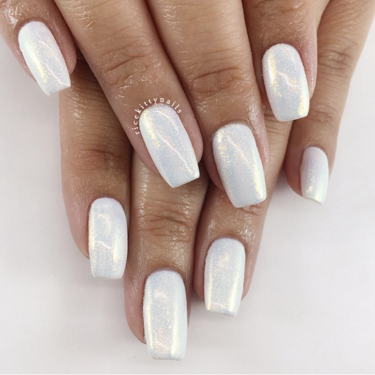 white sparkly nails