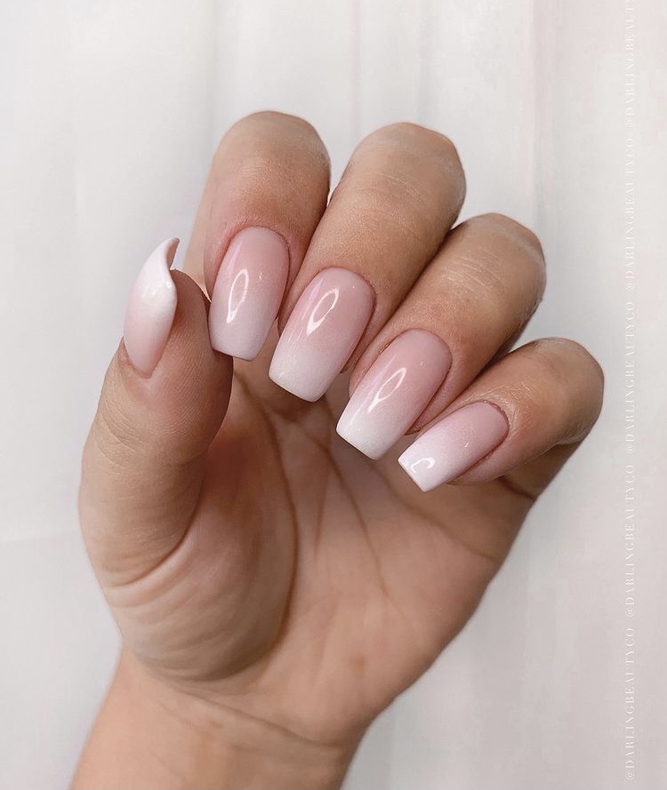French tip Ombre white nails