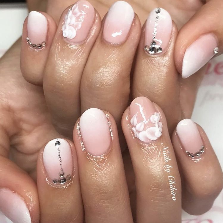 Ombre white nails