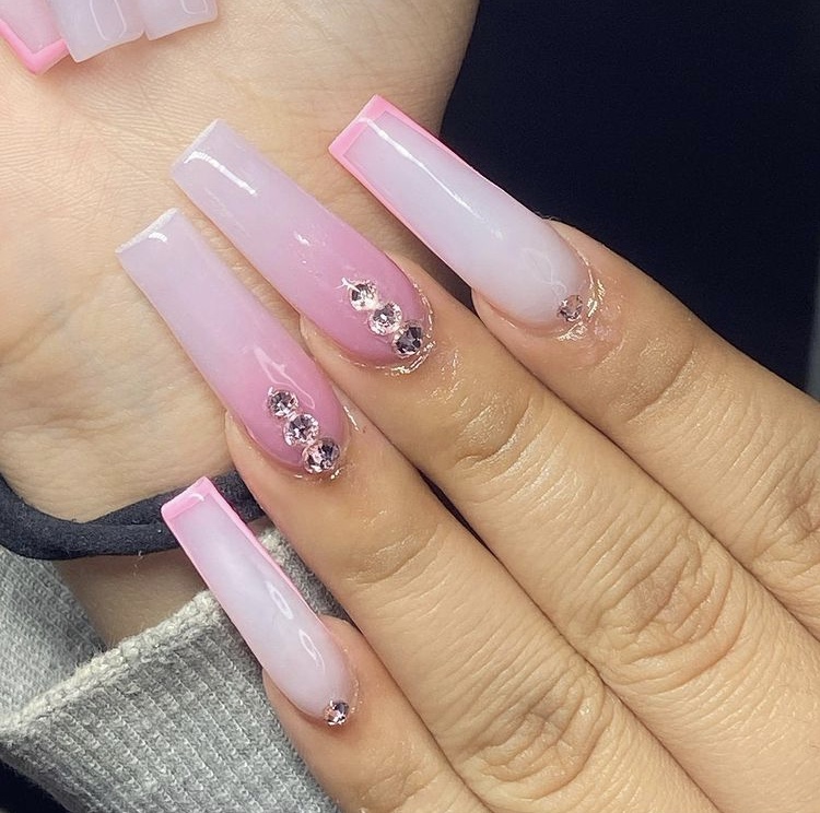 Ombre white pink nails