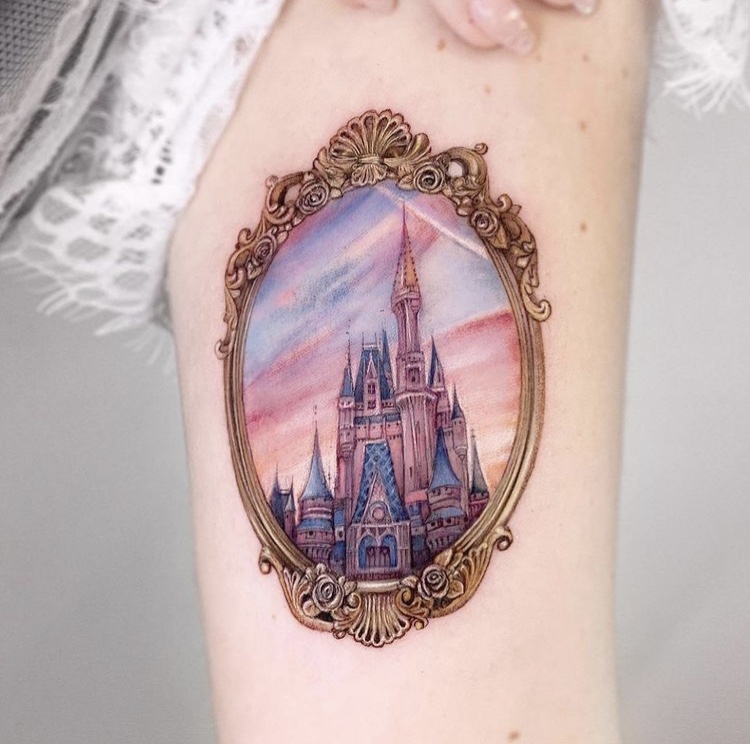 Disney castle tattoo ideas