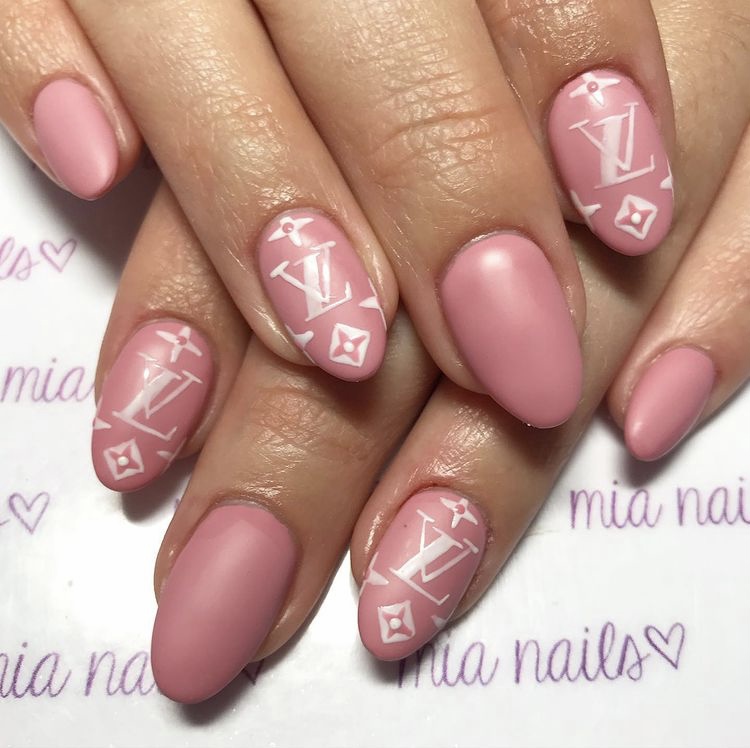 Blush Pink Louis Vuitton nails