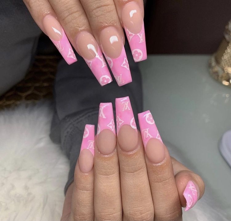 Pink Louis Vuitton nails