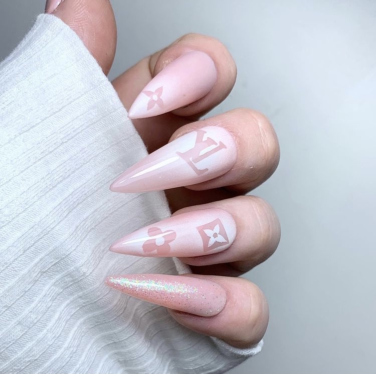 Pink Louis Vuitton nails
