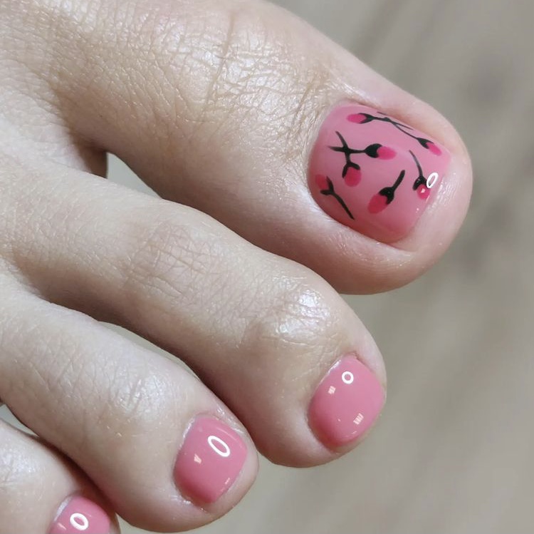 Summer flower toe nail designs