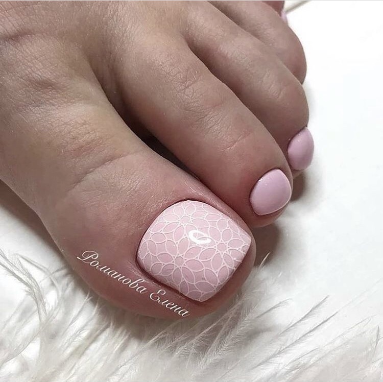 Pink flower toe nail designs