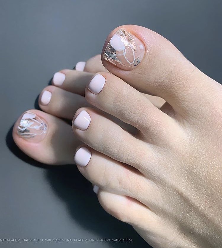 Abstract french tip pedicure ideas