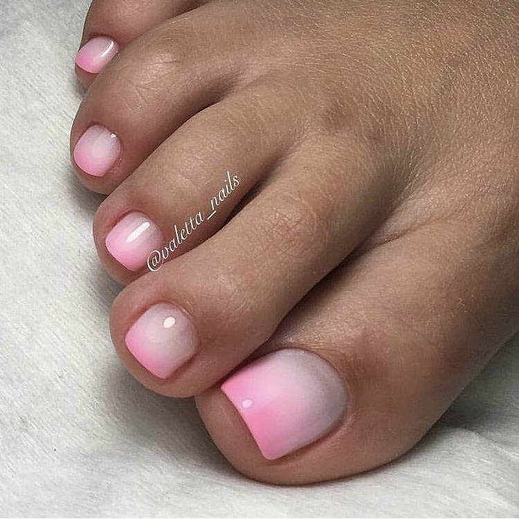 Ombre pink french tip pedicure ideas