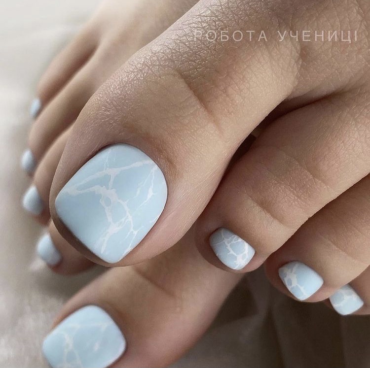 Light Blue toe nail designs