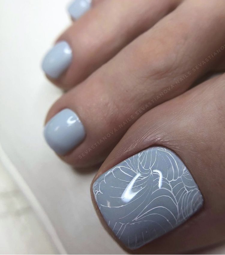 Pastel Blue toe nail designs