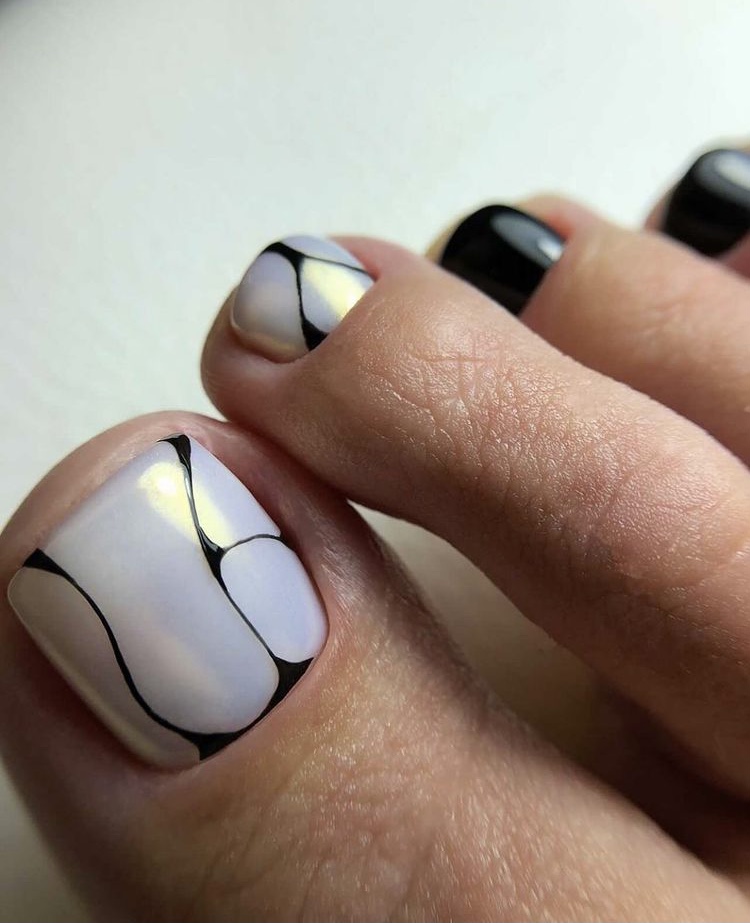 Silver black toe nail designs